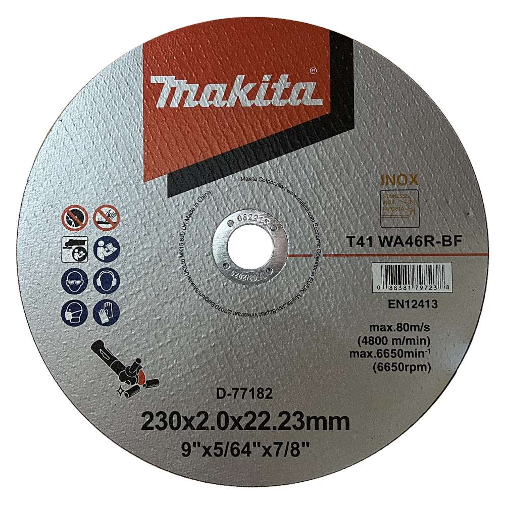ใบตัดสแตนเลส MAKITA 9″ 230x2x22.23mm WA46R D-77182