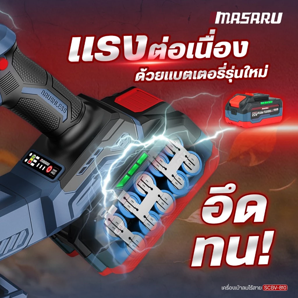 MASARU SCBV-810-B1 เครื่องเป่าลม ไร้สาย 2in1 20V ใช้ได้ ทั้งเป่า และ ดูดฝุ่น