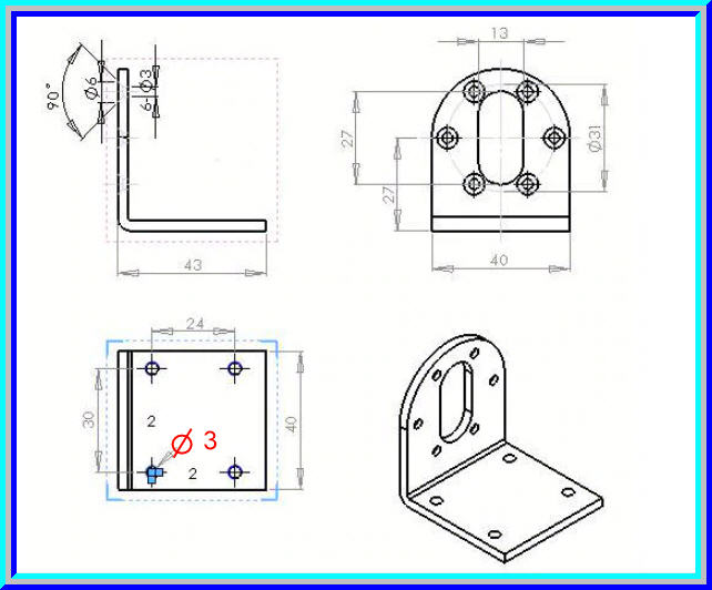 1x ฉากยึดมอเตอร์อลูมิเนียมดำเส้นผ่าศูนย์กลาง 37 มม. ( Bracket 37 mm)