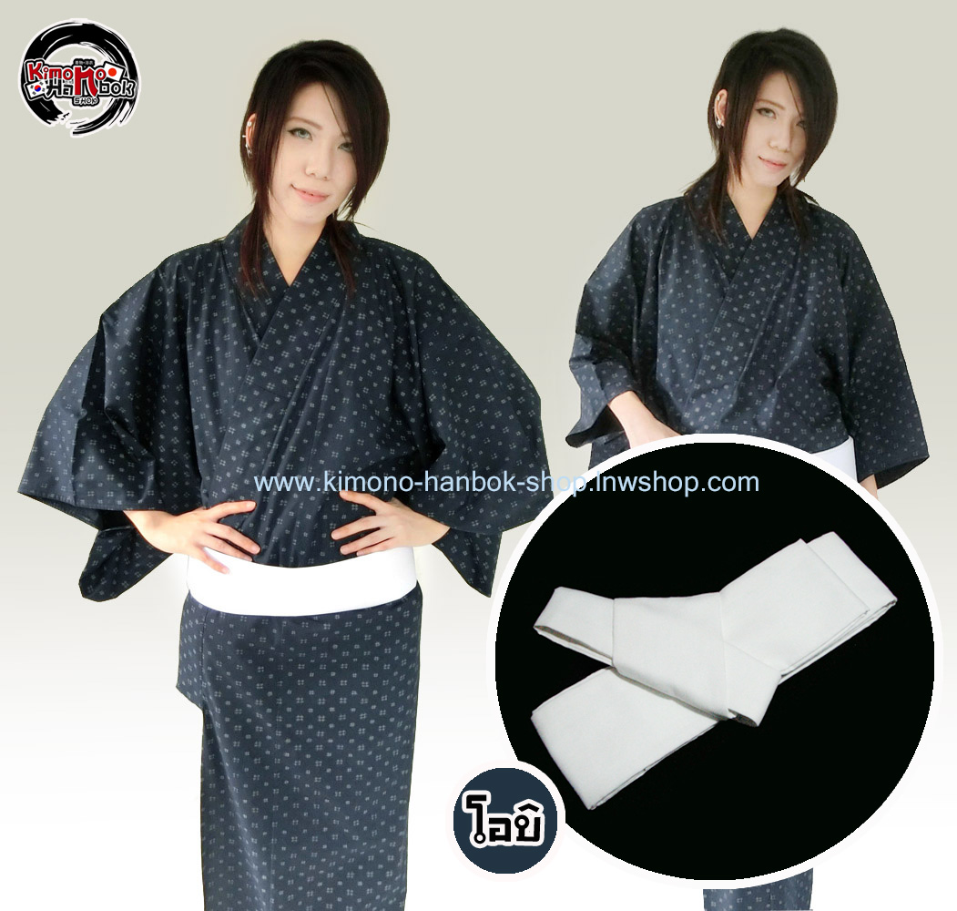 ชุดยูกาตะชายสีกรมลายสี่เหลี่ยม01