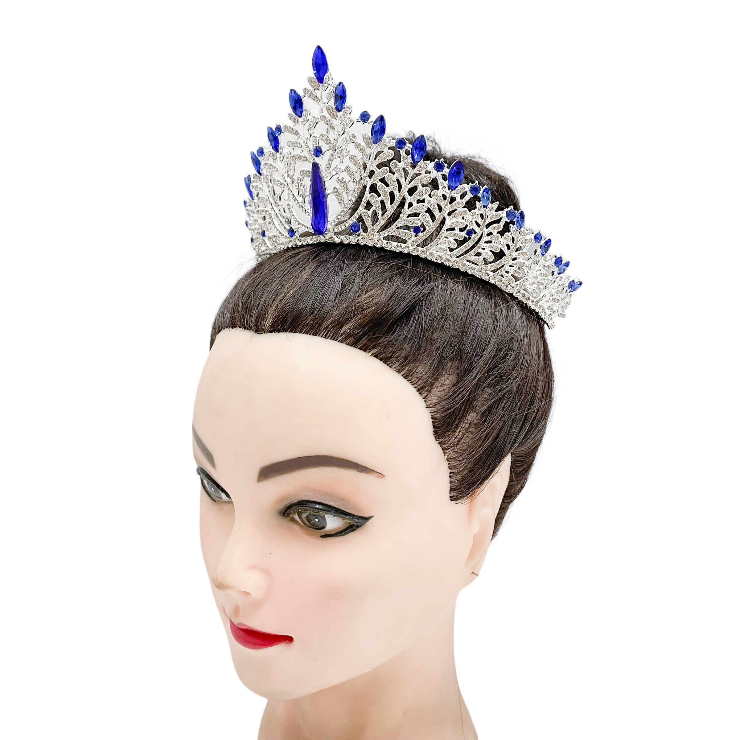 (พร้อมส่ง) เทียร่า 301 สีน้ำเงิน มงกุฎนางงาม งานสวย ปราณีต QCเพชรทุกเม็ด สินค้าพร้อมส่งจากไทย