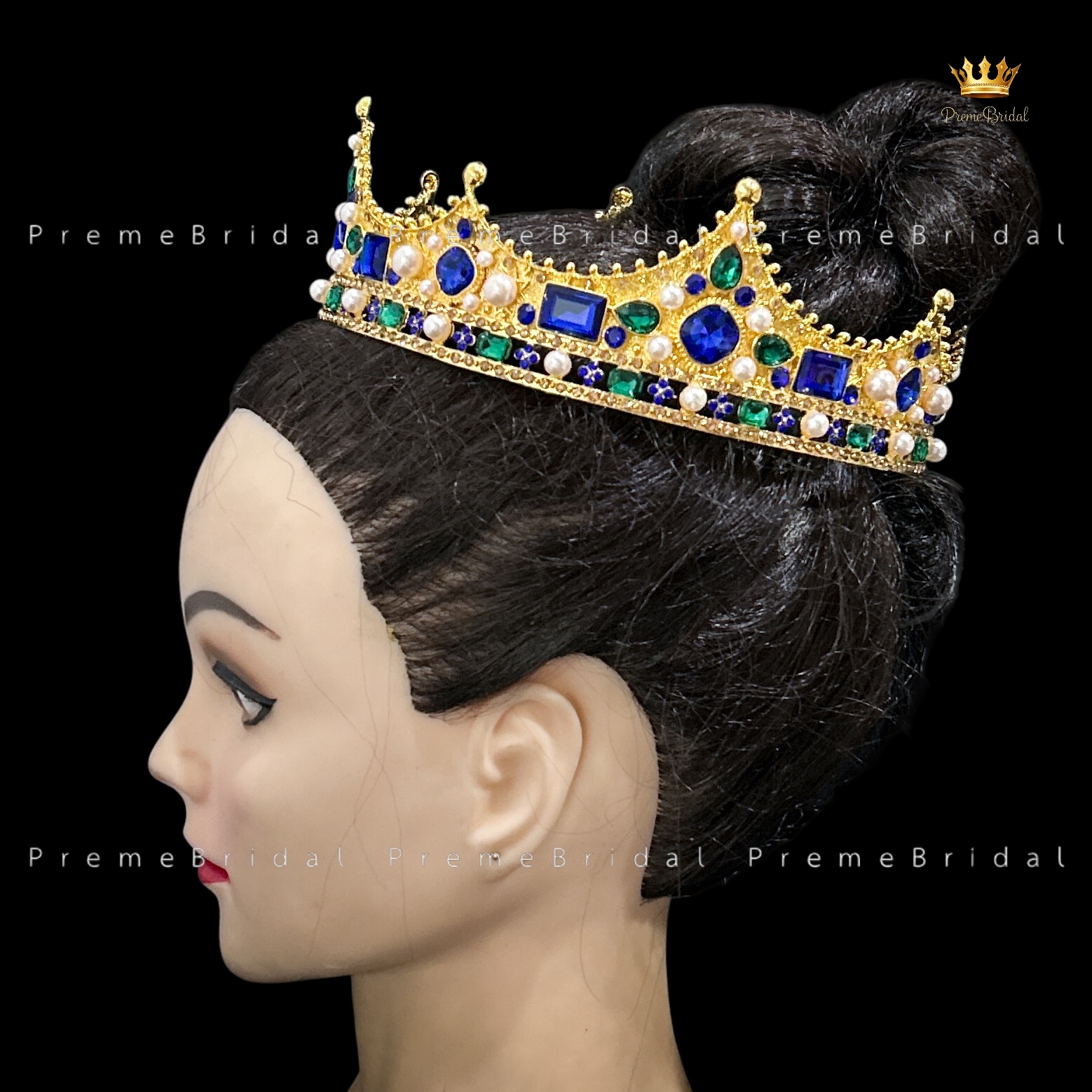 (พร้อมส่ง) มงกุฏผู้ชาย 035 สีน้ำเงิน มงกุฎผู้ชาย มงกุฎเจ้าชาย งานสวย ปราณีต QCเพชรทุกเม็ด