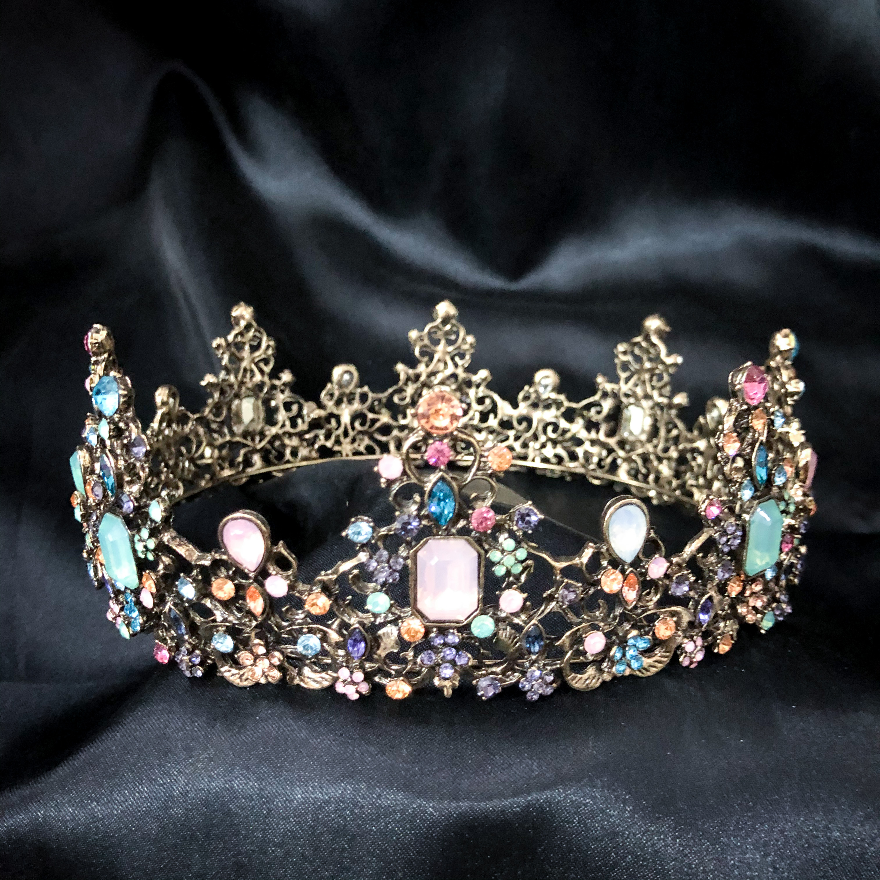 (พร้อมส่ง) มงกุฏ 066 สีวินเทจ มงกุฎนางงาม มงกุฎเจ้าชาย มงกุฎสไตล์วินเทจ งานสวย QCเพชรทุกเม็ดไมมีหลุด