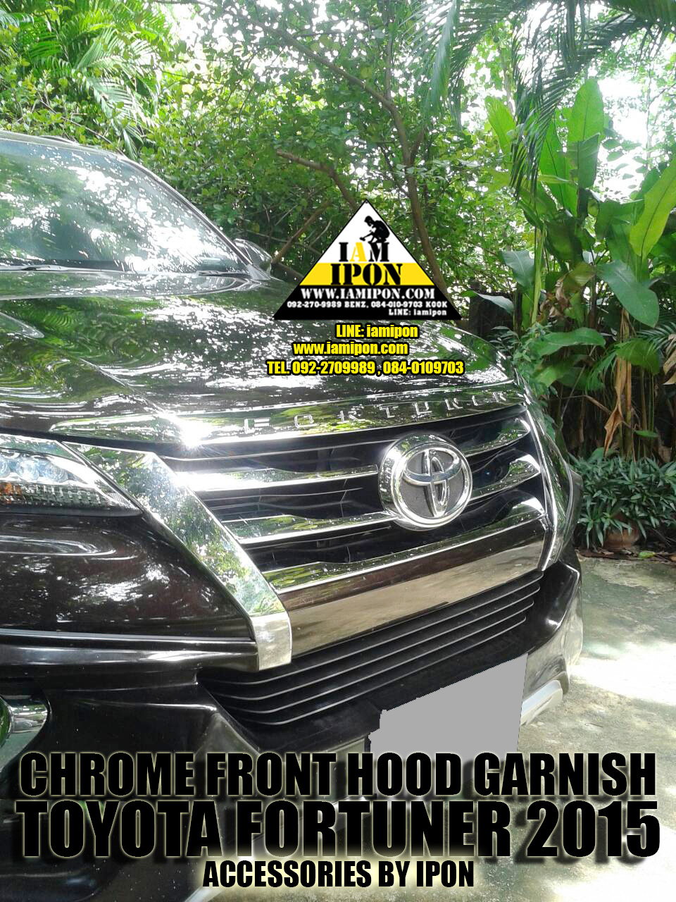 CHROME FRONT HOOD GARNISHTOYOTA FORTUNER 15-16 FITT คิ้วฝากระโปรงหน้าโครเมี่ยมโตโยต้าฟอร์จูนเนอร์ 15-16 FITT