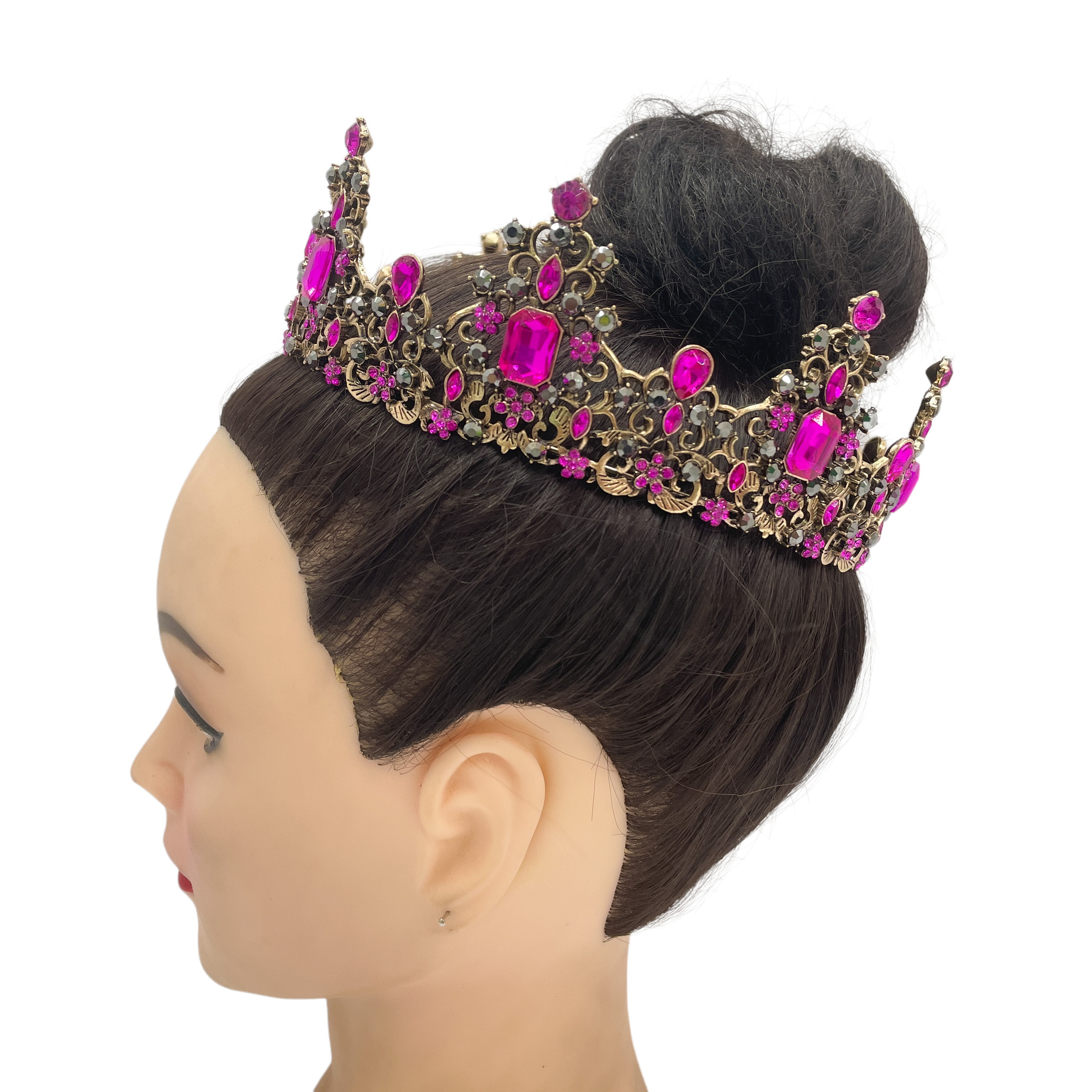 (พร้อมส่ง) มงกุฏ 066 สีชมพูบานเย็น มงกุฎนางงาม มงกุฎเจ้าชาย มงกุฎสไตล์วินเทจ งานสวย QCเพชรทุกเม็ดไมมีหลุด