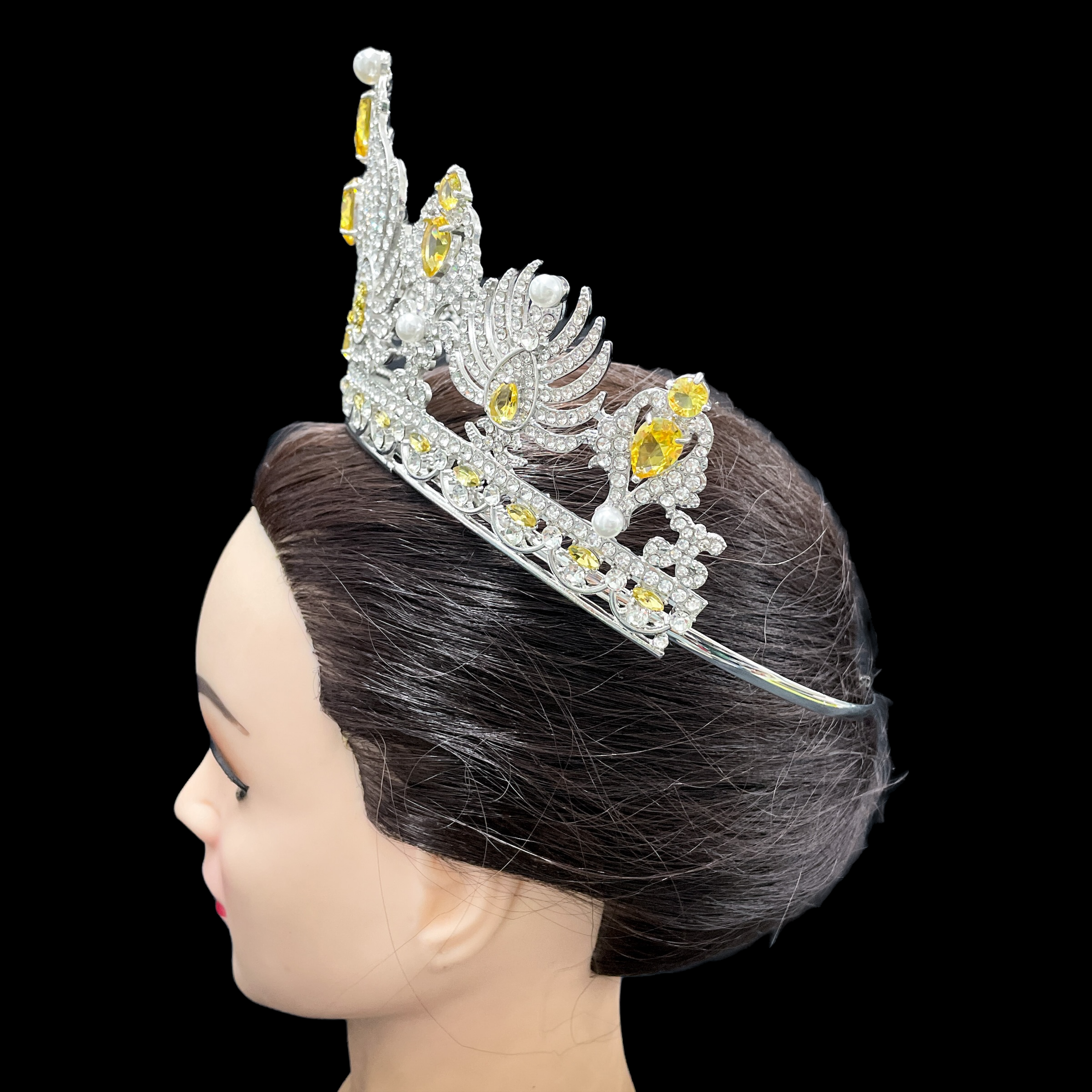 (พร้อมส่งจากไทย) มงกุฏ 093 สีเหลือง มงกุฎนางงาม มงกุฎเพชร มงกุฎประกวด สินค้าพร้อมส่ง ไม่ต้องรอนาน งานพรีเมี่ยม