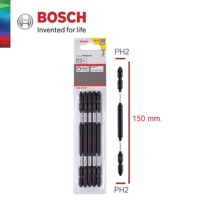 ดอกไขควงกระแทกPH2x150 สีดำ-ขาว BOSCH #2608522407