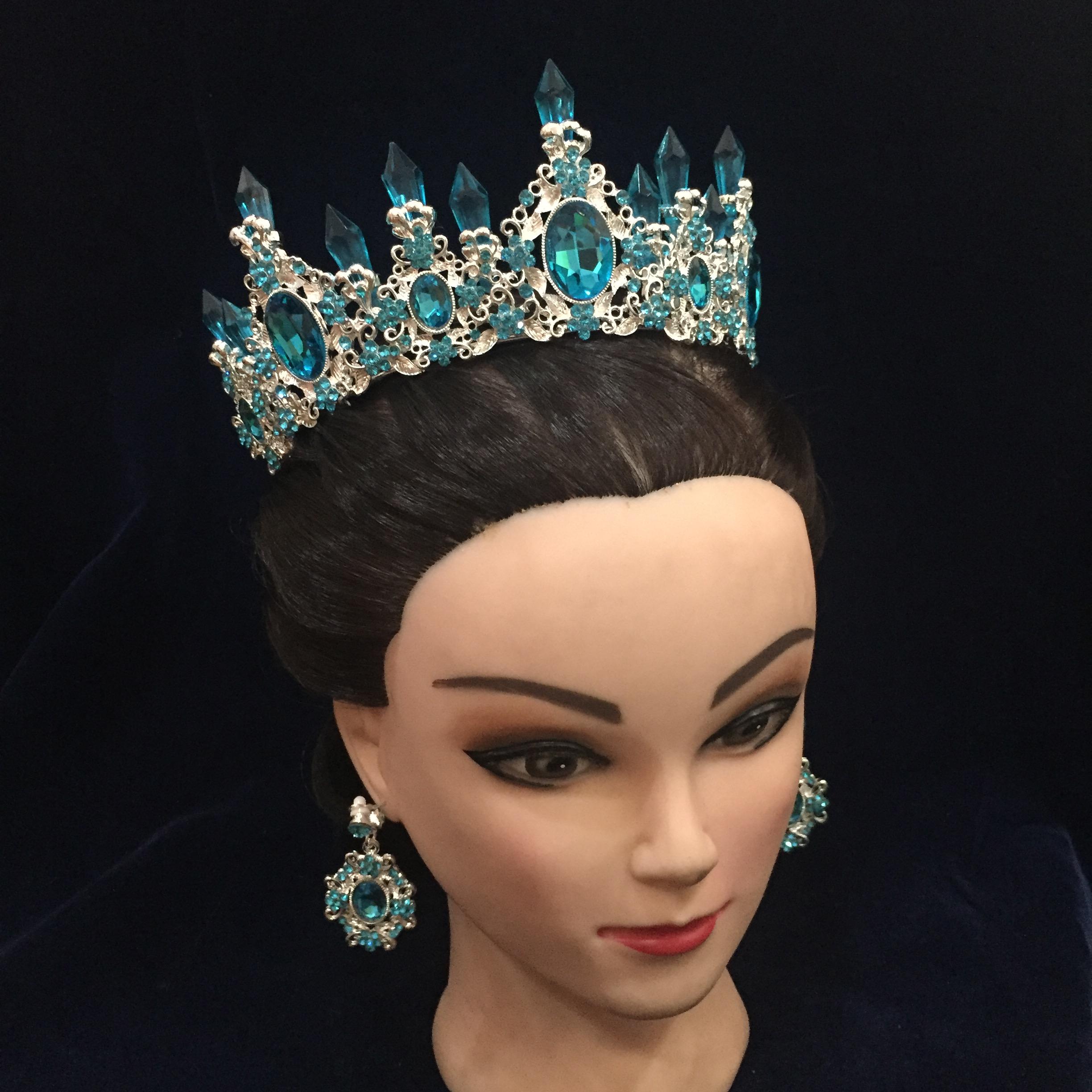 (พร้อมส่ง) เทียร่า 041 สีฟ้า มงกุฎนางงาม มงกุฎเจ้าหญิง งานสวย ปราณีต QCเพชรทุกเม็ด สินค้าพร้อมส่งจากไทย
