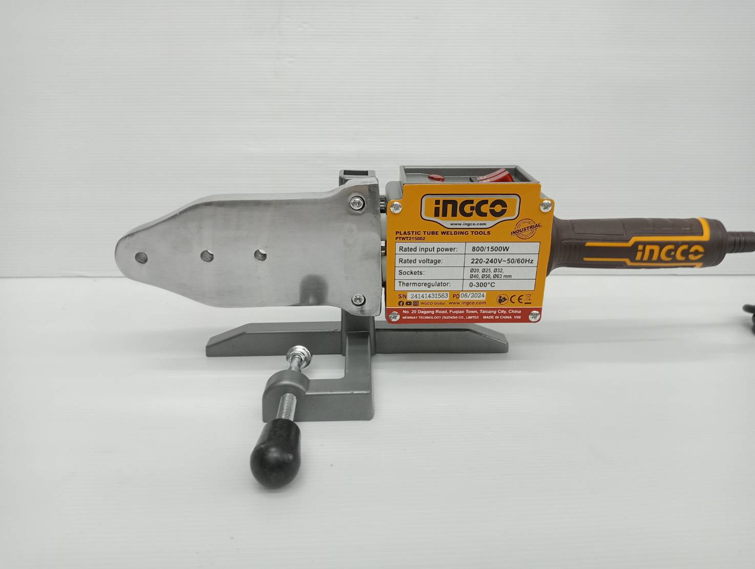 INGCO เครื่องเชื่อมท่อ 20-63 มม. กำลังไฟ 800 วัตต์/1500วัตต์ สำหรับท่อชนิด PP-R,PE รุ่น PTWT215002