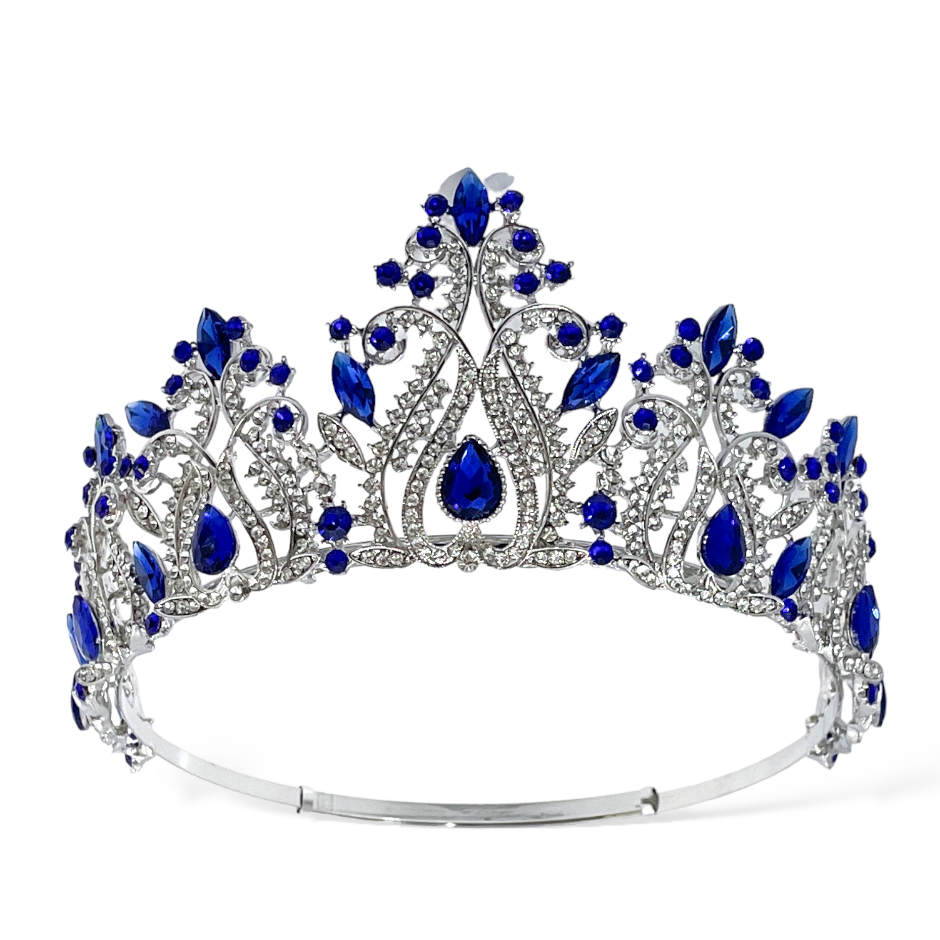 (พร้อมส่งจากไทย) มงกุฏ 118 สีน้ำเงิน งานสวย งานนางงาม รุ่นฐานกลม ปรับขนาดได้ ส่งด่วน ส่งจากไทย