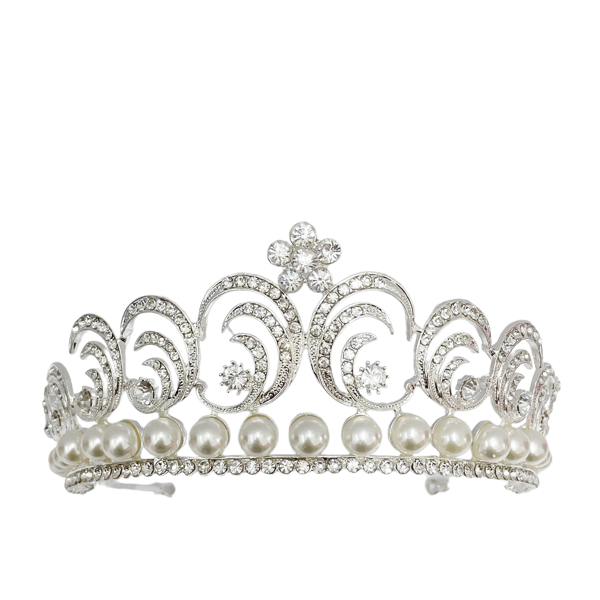 (พร้อมส่ง) เทียร่า 005 สีเงิน มงกุฎนางงาม มงกุฎเจ้าหญิง งานสวย ปราณีต QCเพชรทุกเม็ด สินค้าพร้อมส่งจากไทย