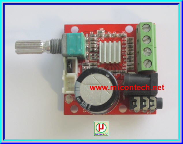 1x วงจรขยายเสียงสเตอริโอ PAM8610 มีวอลลุ่ม คลาส D 10W+10W (Power Amplifier)