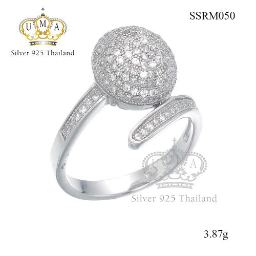 แหวนเงินแท้925เพรชประดับเพรชแท้สวิส เกรดดี น้ำใส
