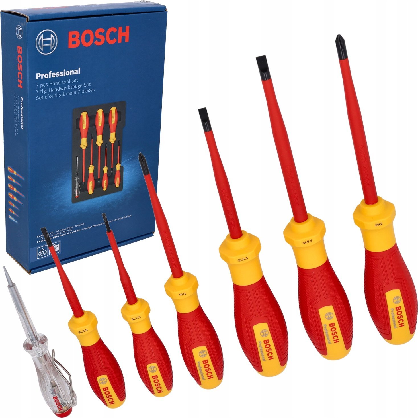 BOSCH ชุดไขควงกันไฟ VDE 7 ชิ้น 1600A02NF8