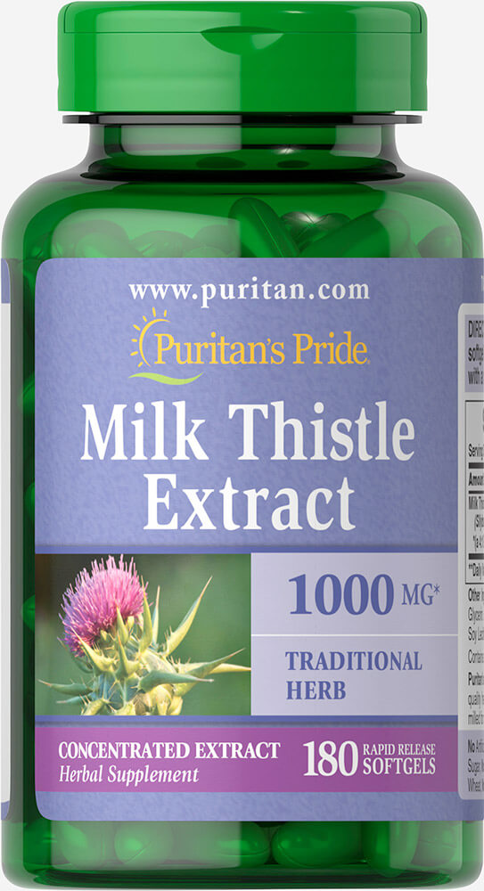 Puritan’s Pride Milk Thistle 4:1 Extract 1000 mg (Silymarin) 180 Softgels