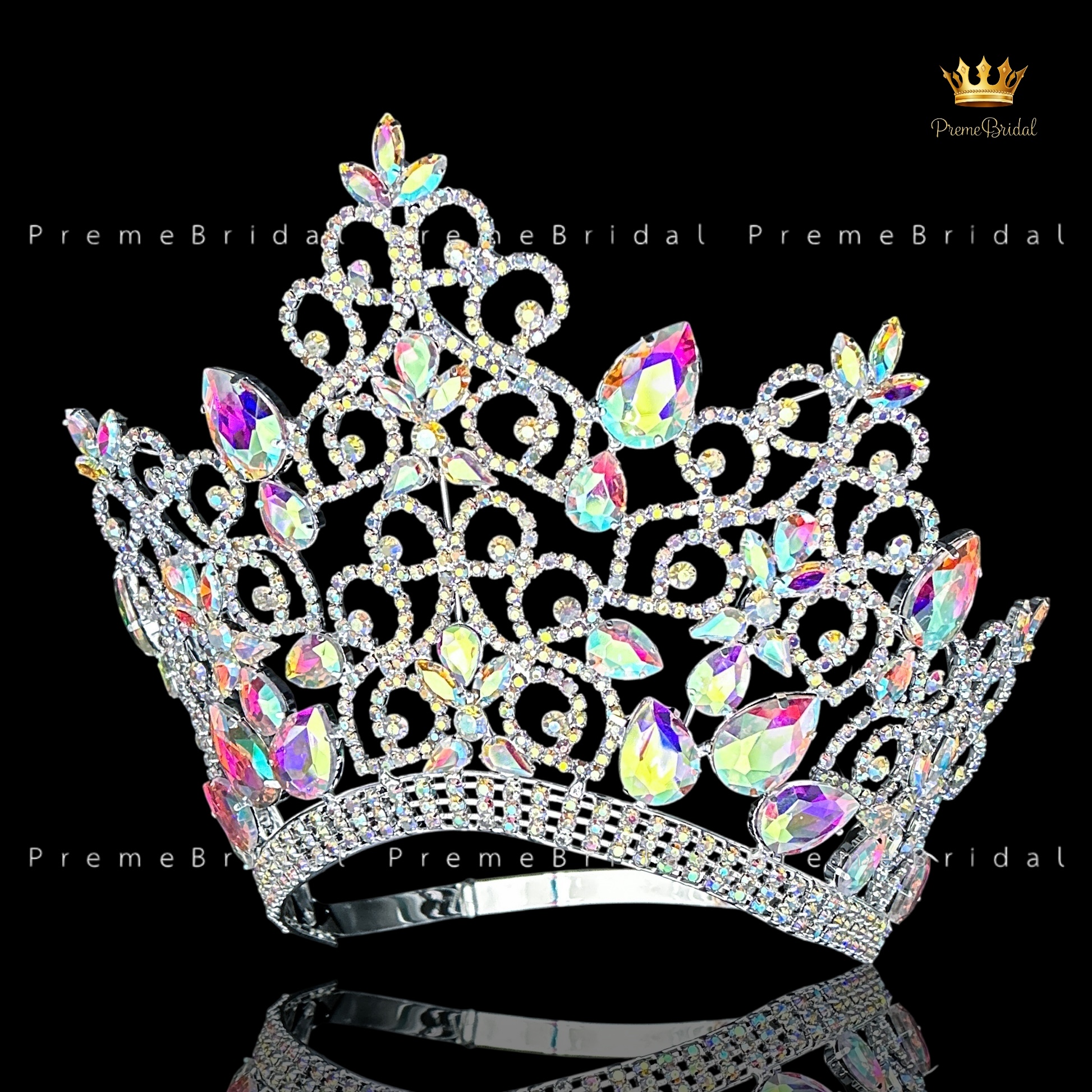 (พร้อมส่งจากไทย) มงกุฏ 144 สำหรับนางงาม ขนาดใหญ่ งานโลหะฐานกลมปรับขนาดได้ ส่งด่วน ส่งจาก จ.อุบลราชธานี