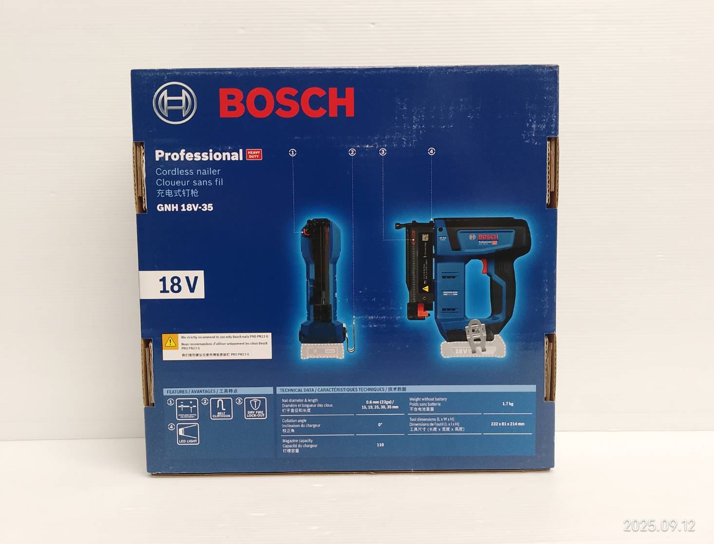 ปืนยิงตะปูไร้สาย18V GNH18V-35 BOSCH 0601482780 ใช้ตะปู PIN