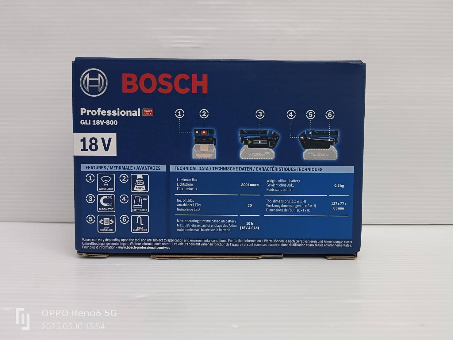 ไฟฉาย18V GLI18V-800 BOSCH Solo