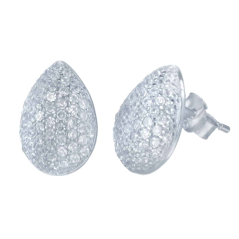 ต่างหูเงินแท้925ประดับเพรชแท้สวิส