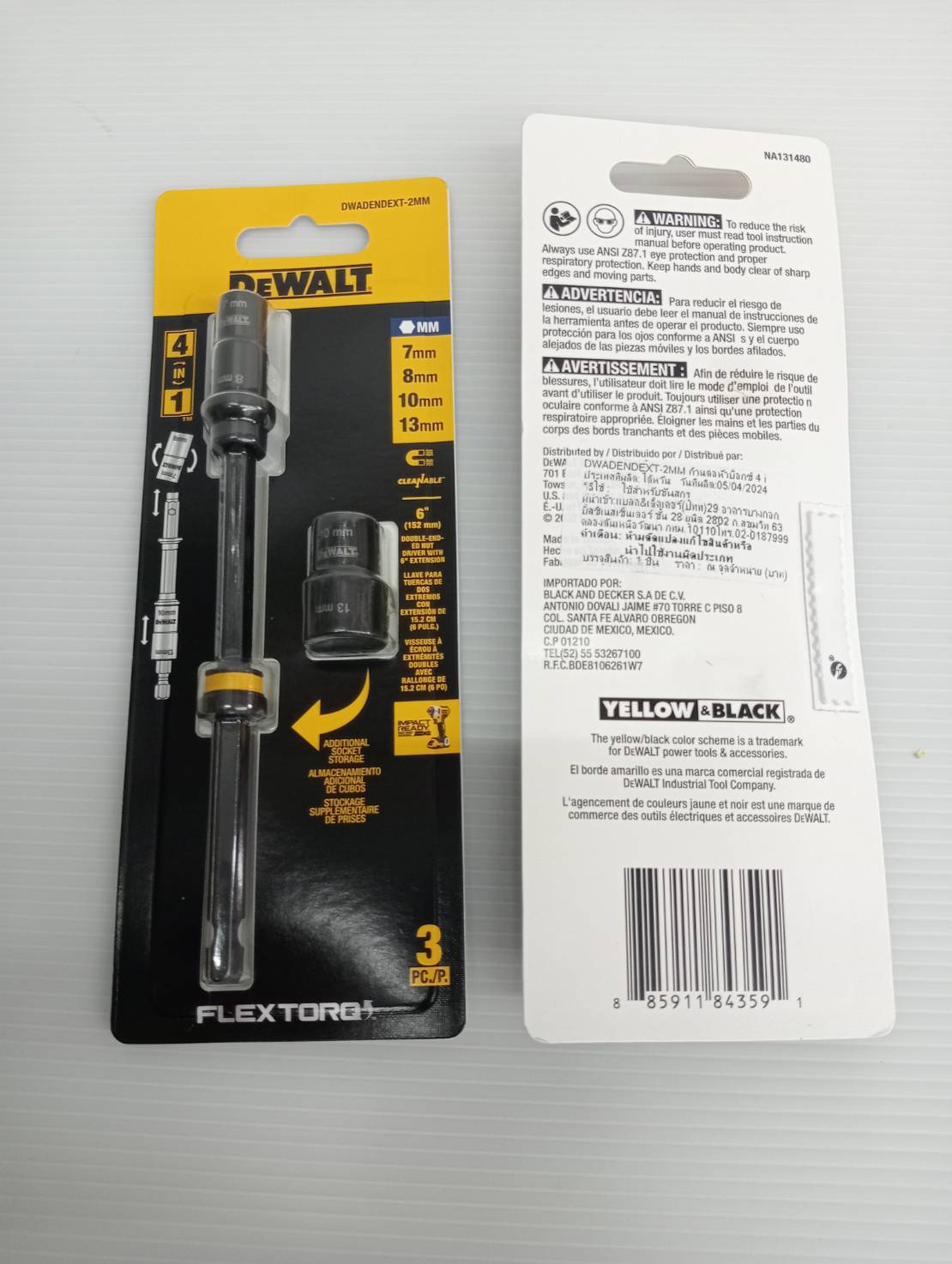 DEWALT DWADENDEXT-2MM ตัวแปลงบล็อก 7mm 8mm 10mm 13mm