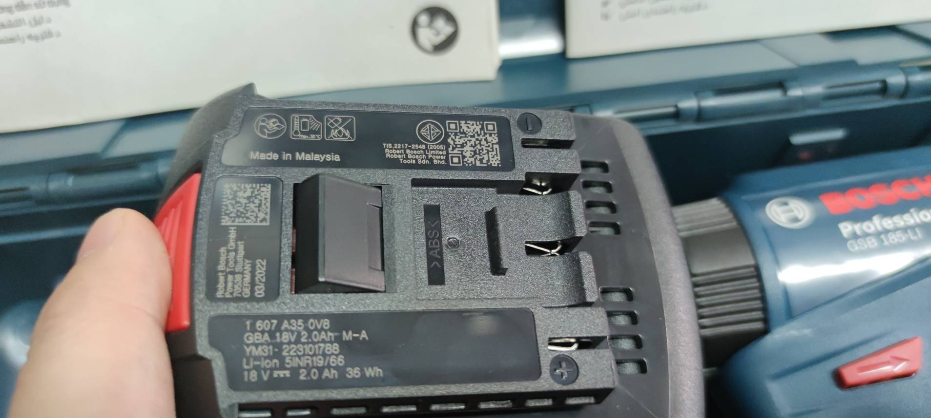 สว่านกระแทกไร้สาย GSB185-LI BOSCH ชุดแบต1ก้อน
