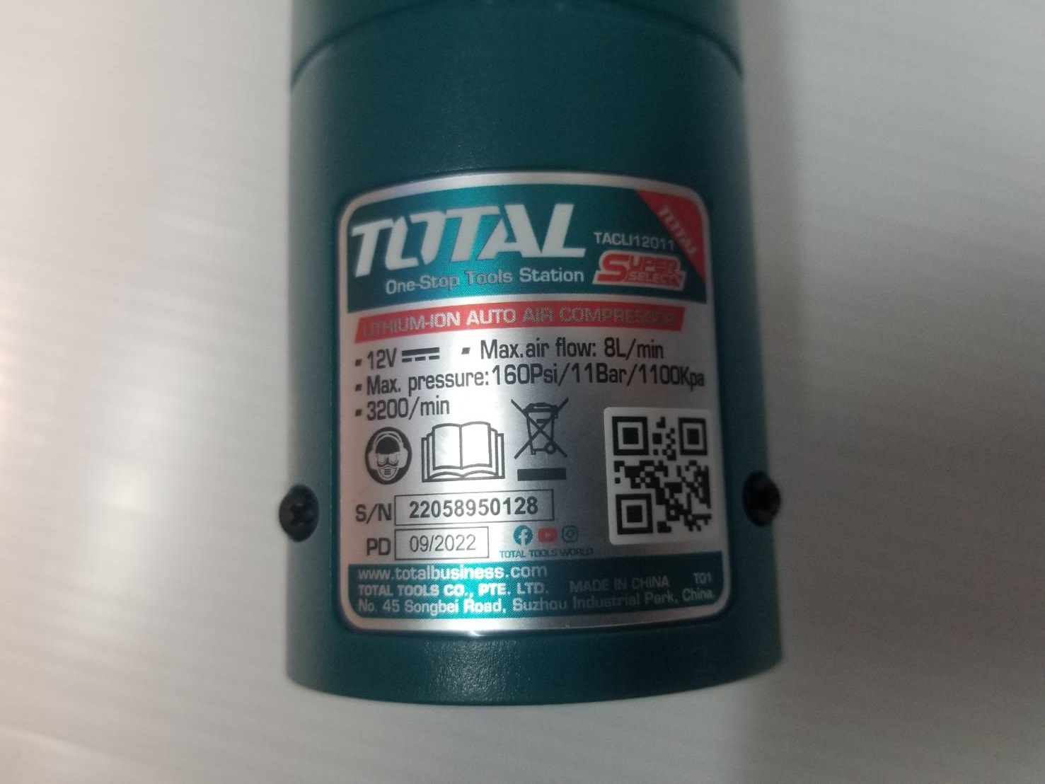 ปั้มลมมินิ12V TACLI12011 TOTAL ครบชุดพร้อมแบต พร้อมที่ชาร์จ