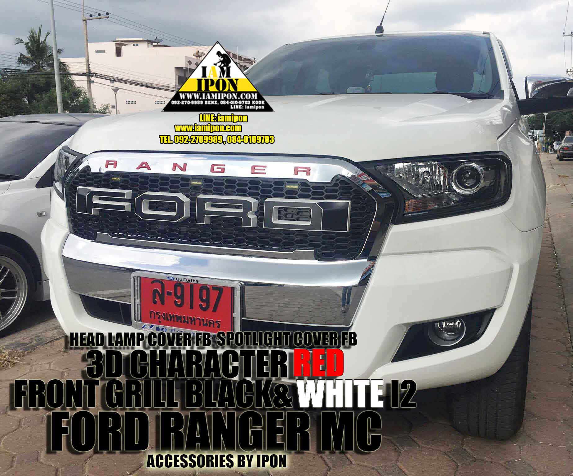 FRONT GRILL BLACK&WHITE I2 FORD RANGER MC กระจังหน้าดำขอบขาว I2 ฟอร์ดเรนเจอร์ MC