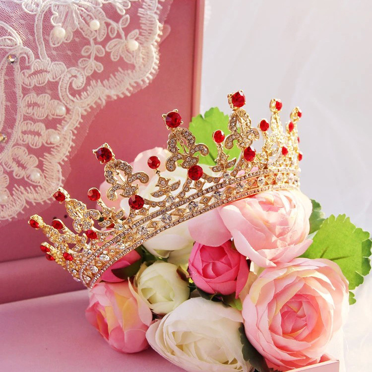 (พร้อมส่ง) เทียร่า 016 แดง มงกุฎนางงาม มงกุฎเจ้าหญิง งานสวย ปราณีต QCเพชรทุกเม็ด สินค้าพร้อมส่งจากไทย