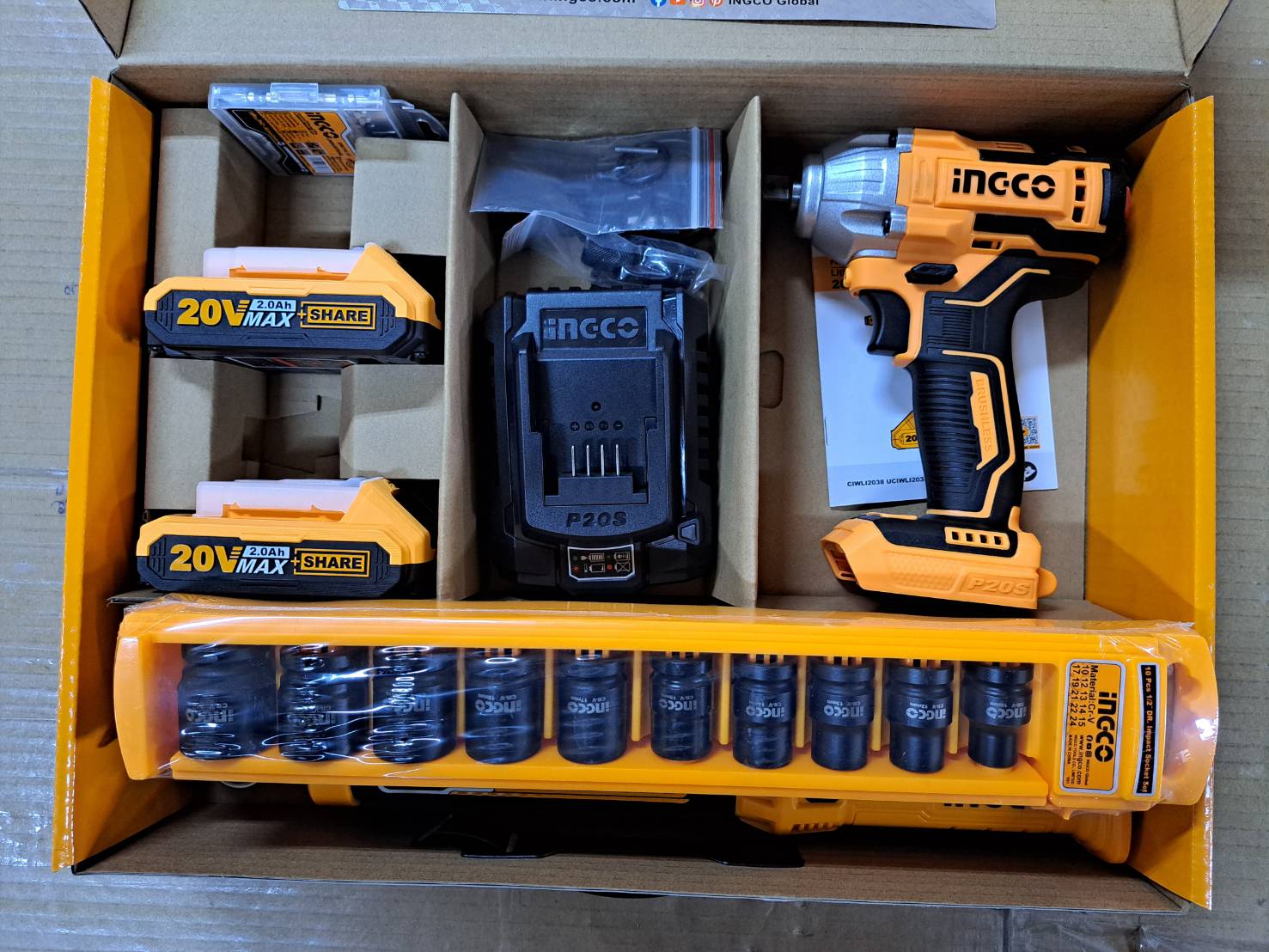 คอมโบ้บล็อกแบต1/2 COSLI23011 INGCO