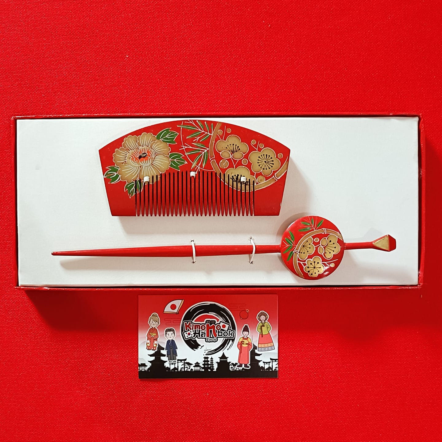 ชุดปิ่นไม้โทนสีแดงคู่PINW20018