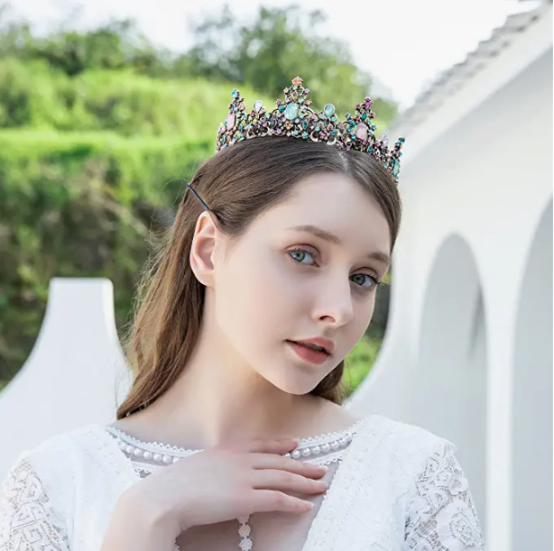 (พร้อมส่ง) มงกุฏ 066 สีวินเทจ มงกุฎนางงาม มงกุฎเจ้าชาย มงกุฎสไตล์วินเทจ งานสวย QCเพชรทุกเม็ดไมมีหลุด