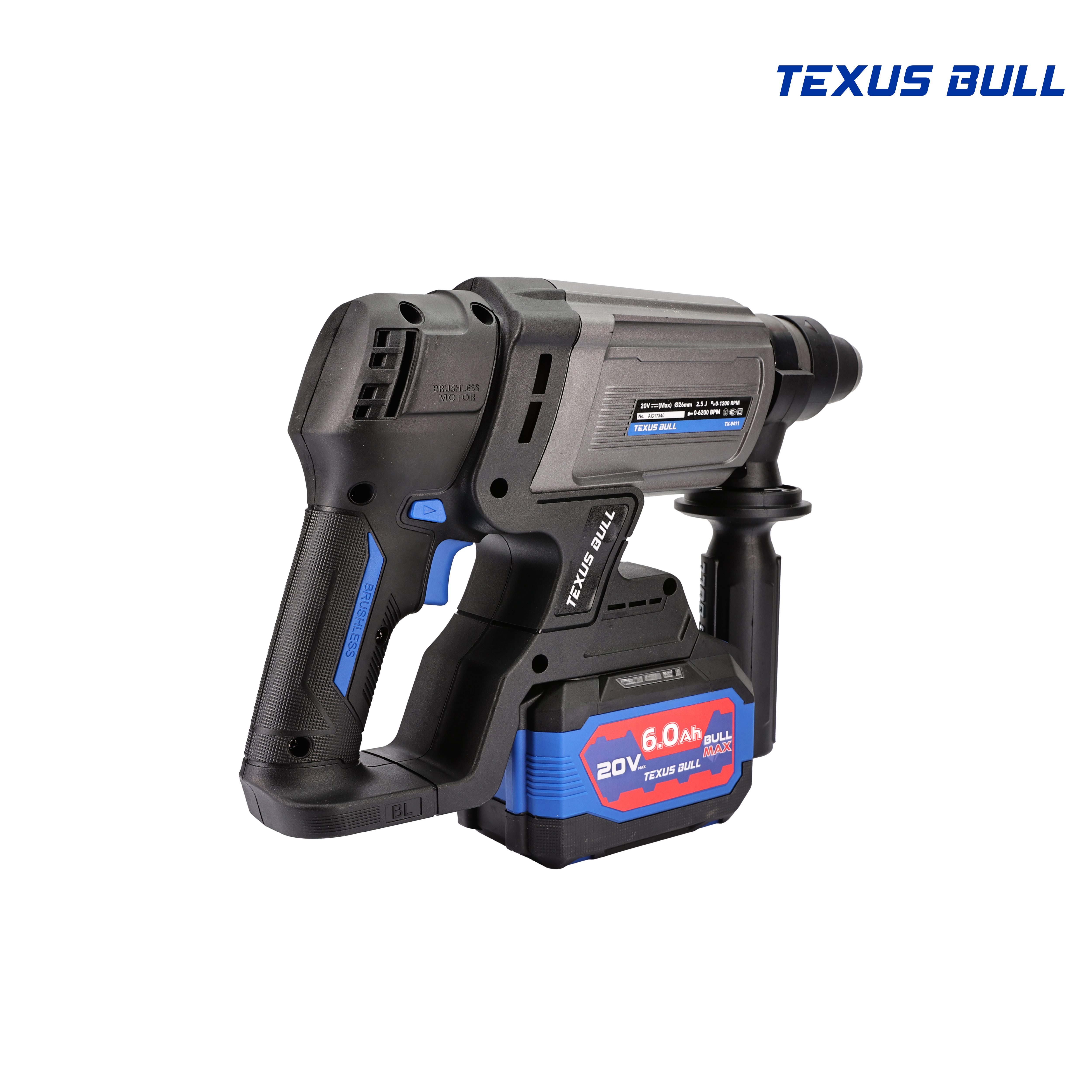 TEXUS BULL สว่านโรตารี่ไร้สาย 26มม. 3ระบบ 20V Rotary Hammer TX-9413 (ครบชุดพร้อมแบต 6.0Ah.)