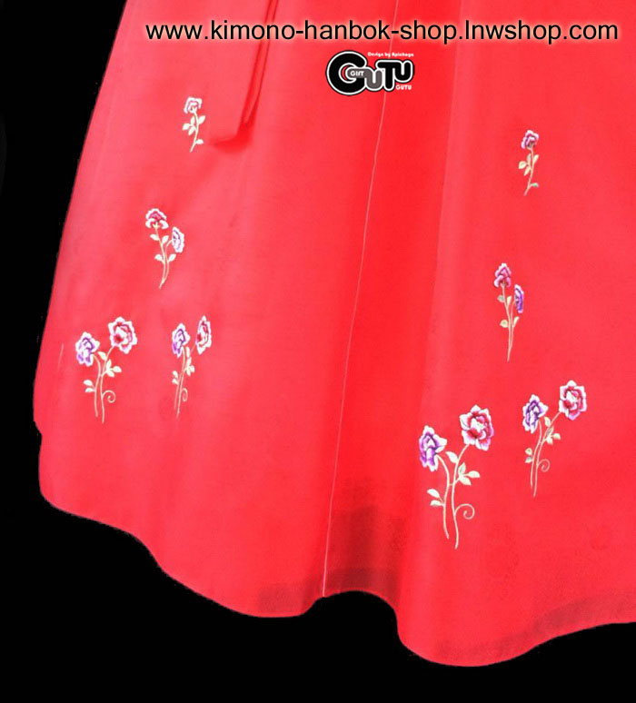 ชุดฮันบก ทังอี เสื้อสีขาว/กระโปงสีแดง02(L)