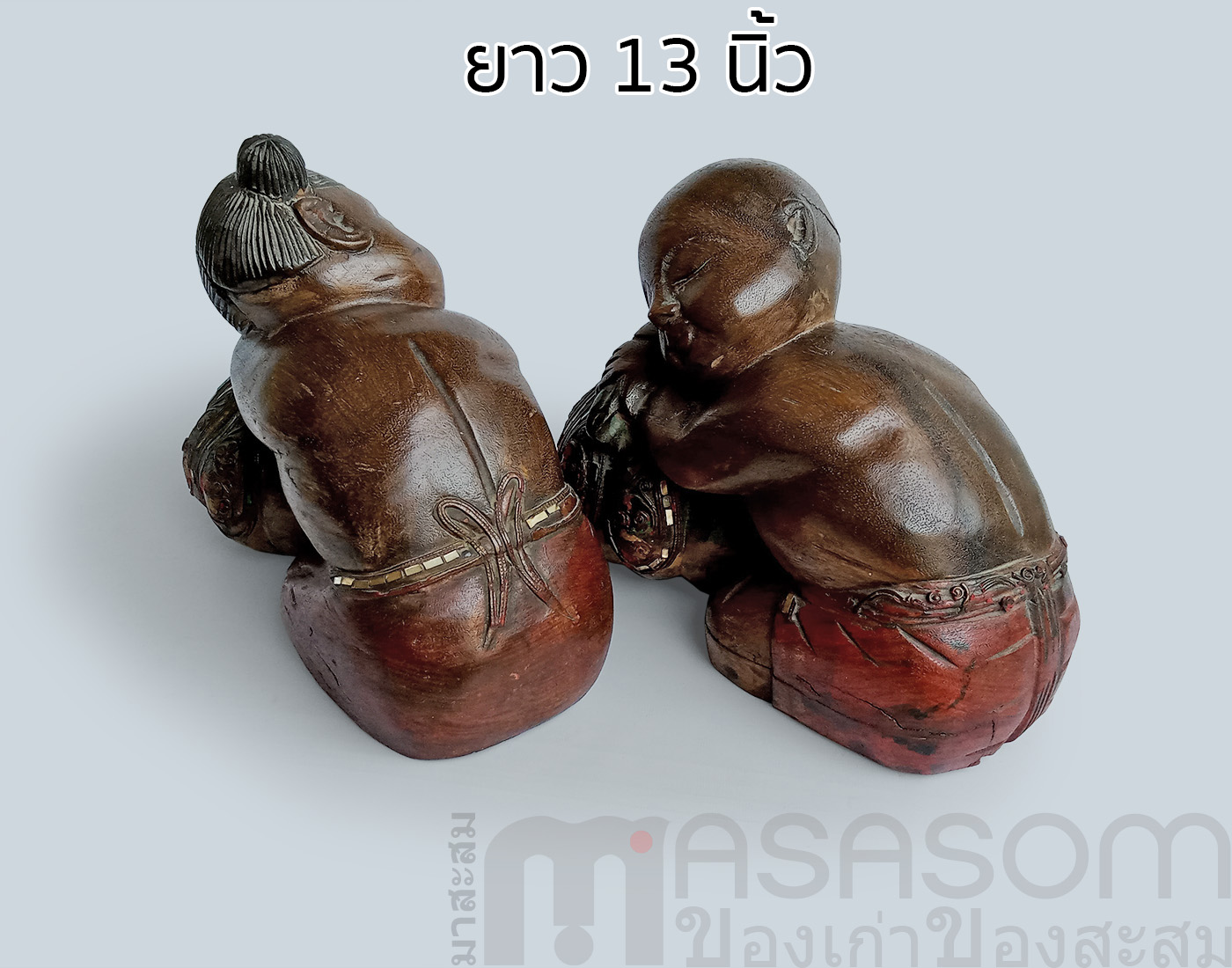 ตุ๊กตาไม้แกะสลักเด็กจีนนั่งหนุนแตง