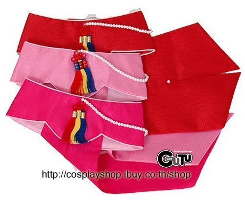 หมวกเกาหลีรุ่นพู่ประดับ สีชมพูเข้ม