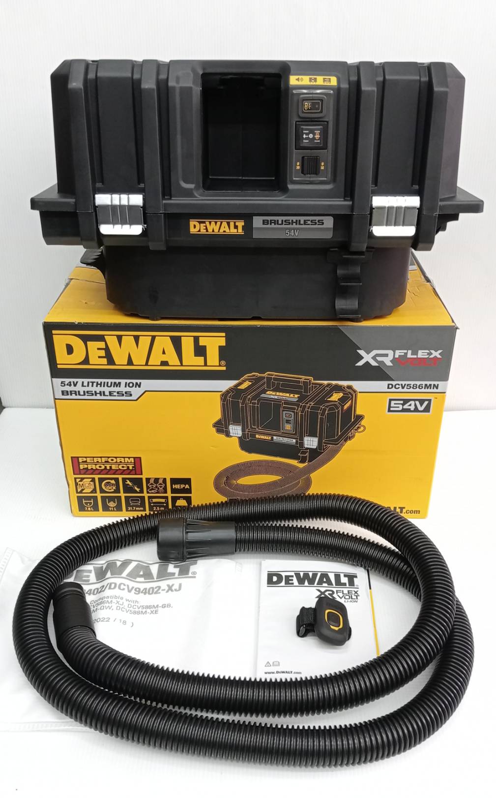 DEWALT รุ่น DCV586MN-XJ เครื่องดูดฝุ่นไร้สายไร้แปรงถ่าน 54V(60V Max) Flexvolt เฉพาะตัวเครื่อง