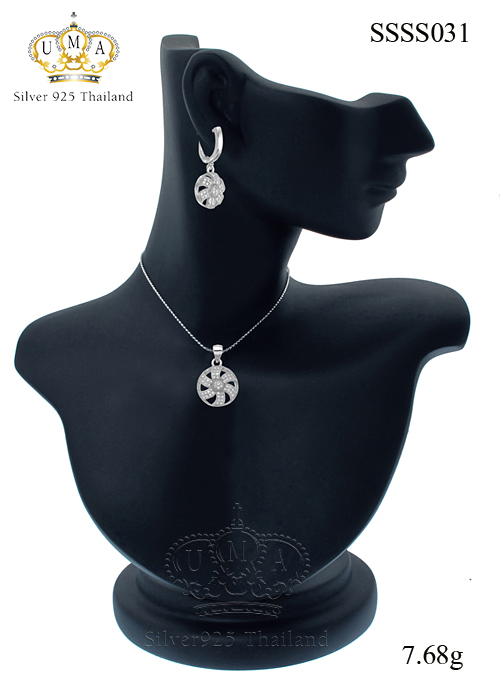 ต่างหูพร้อมจี้ ( เงิน ) = Earring with Pendant ( Silver )