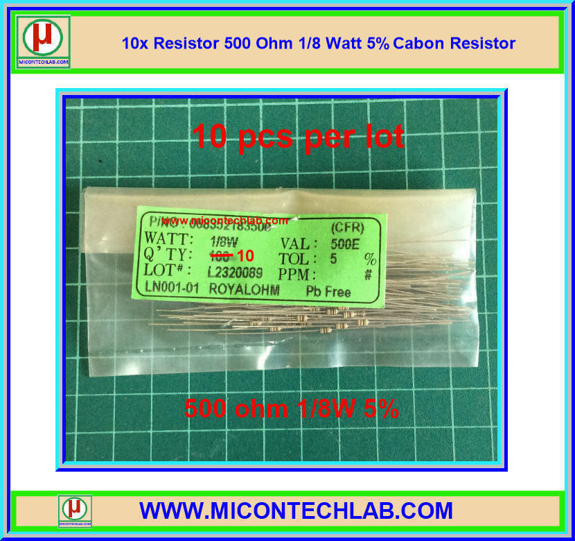 10x Resistor 500 Ohm 1/8 Watt 5% Cabon Resistor