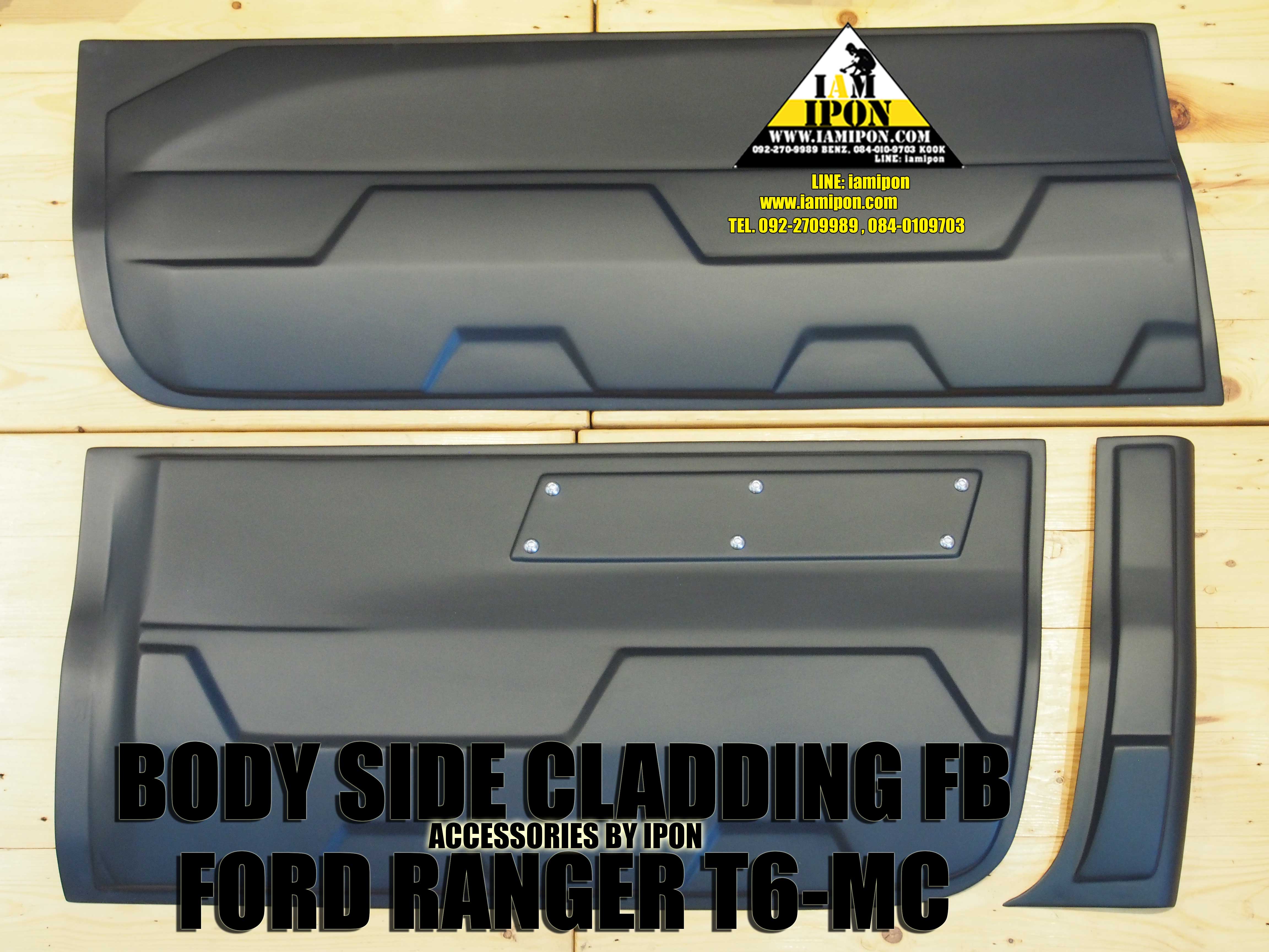 BODY SIDE CLADDING FORD RANGER T6-MC 4D FLATBLACK กาบประตูข้าง 4 ประตูดำด้านฟอร์ดเรนเจอร์ T6-MC