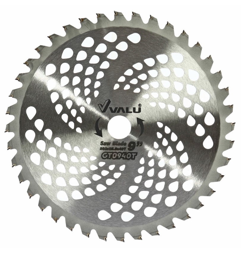 VALU ใบเลื่อยตัดหญ้า ขนาด 233 มม. (9 นิ้ว) เส้นผ่านศูนย์กลางรู 25.4 มม. 40 ฟัน เล็บธรรมดา (แวลู)