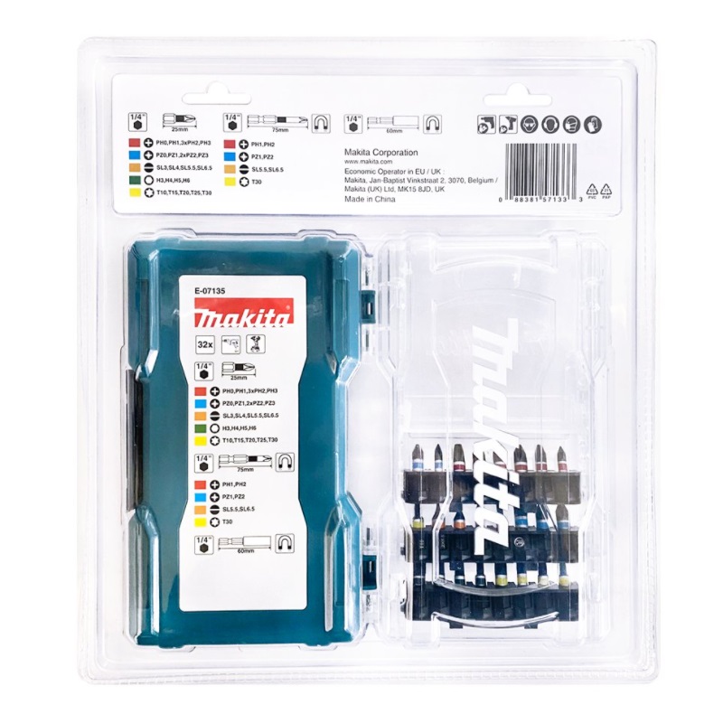 ชุดไขควง32ชิ้น พร้อมเคสใส MAKITA E-07135