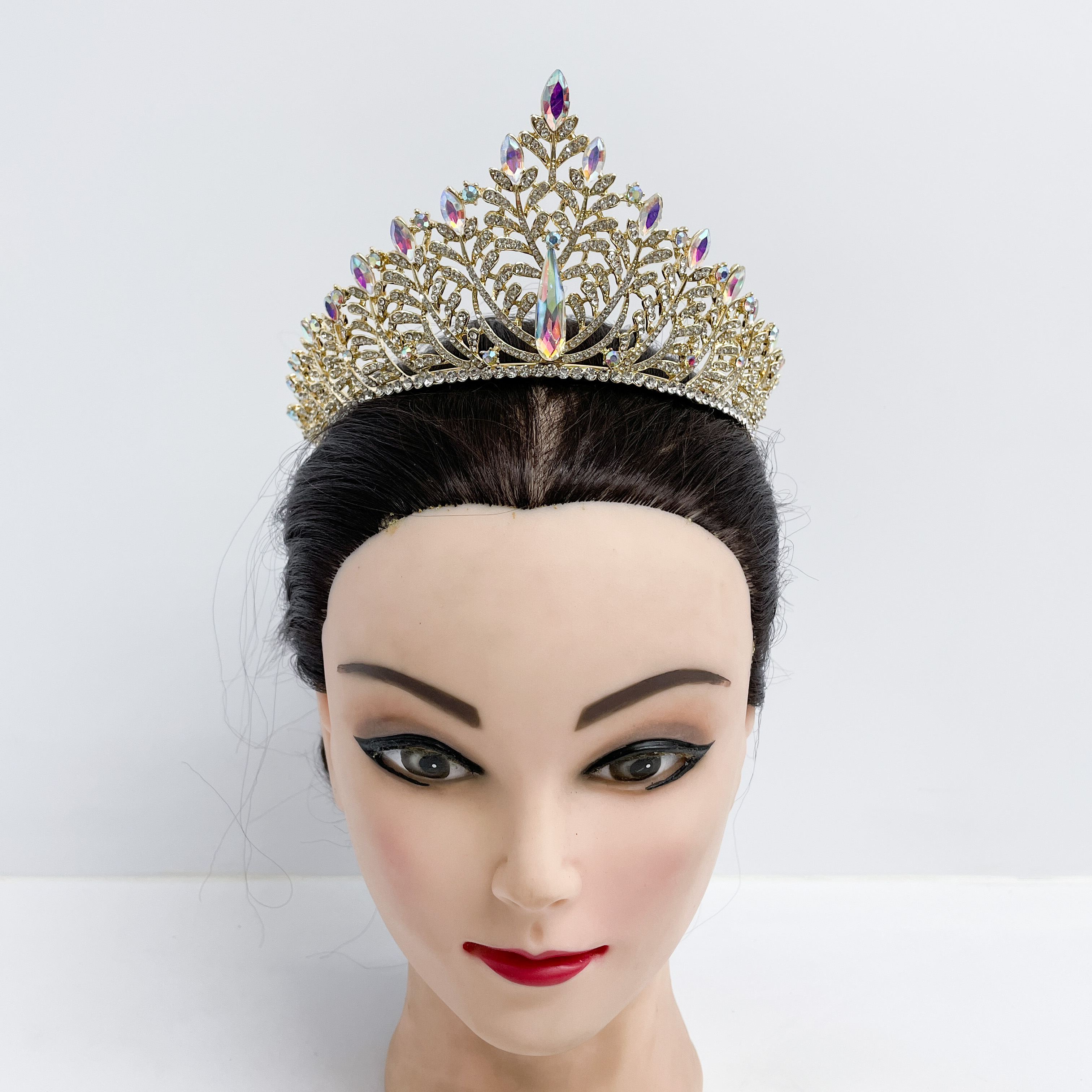 (พร้อมส่ง) เทียร่า 301 สีทองเพชรรุ้ง มงกุฎนางงาม งานสวย ปราณีต QCเพชรทุกเม็ด สินค้าพร้อมส่งจากไทย