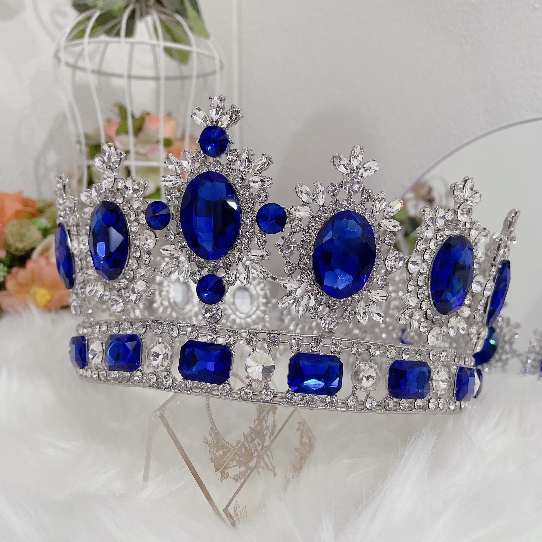 (พร้อมส่ง) มงกุฏผู้ชาย 027 สีน้ำเงิน มงกุฎผู้ชาย มงกุฎพระราชา มงกุฎประกวด
