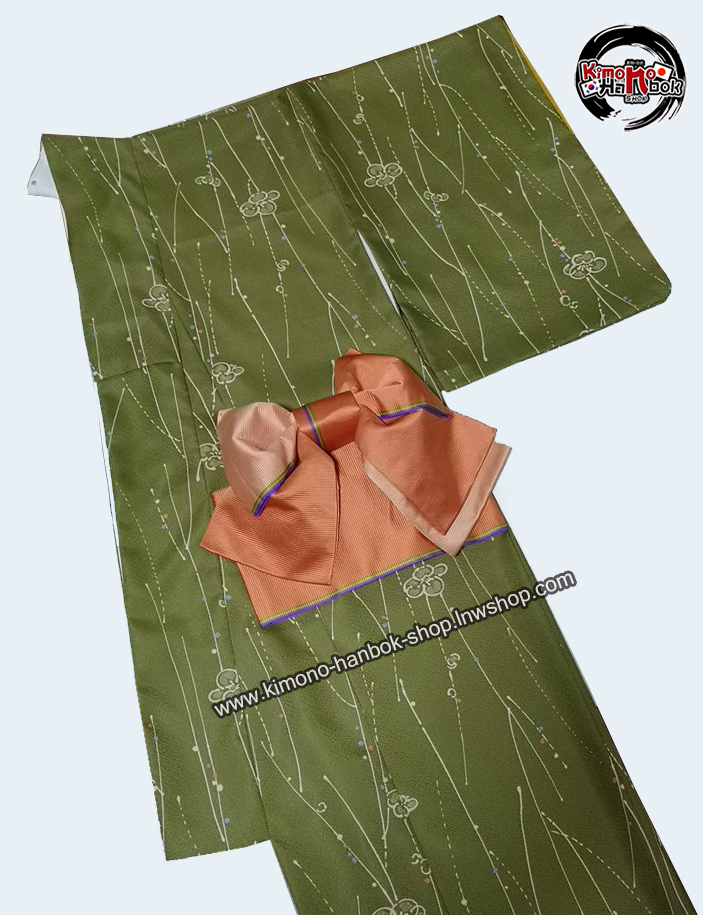ชุดกิโมโนสีเขียวลาย01