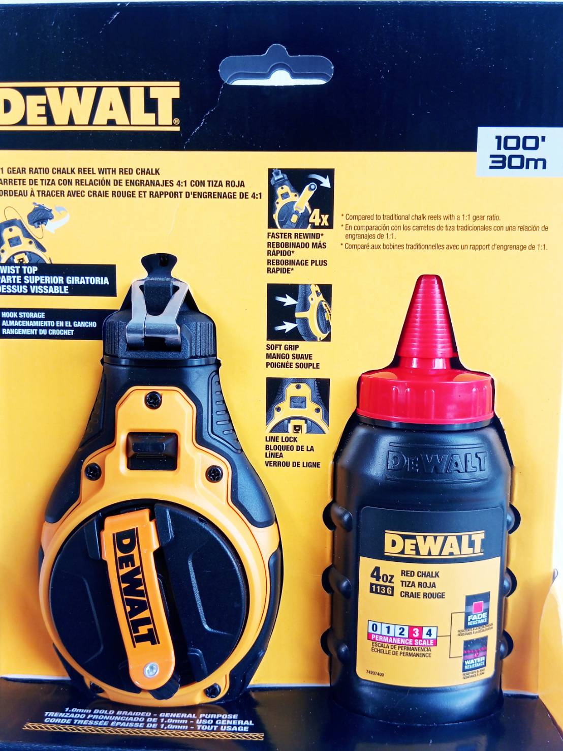 DEWALTชุดบักเต้าตีเส้น รุ่น DWHT48333RC แบบวัสดุผสม (สีแดง)