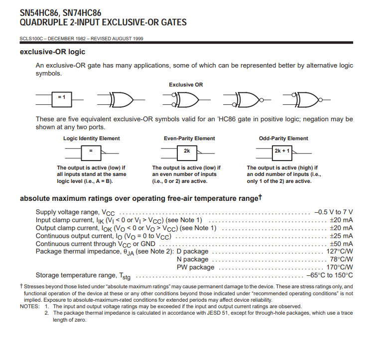 1x SN74HC86N ไอซี Exclusive-OR-GATE ยี่ห้อ TEXAS INSTRUMENTS