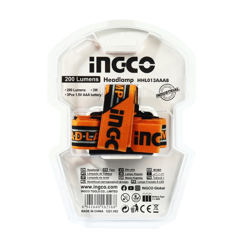 INGCO ไฟฉายคาดหัว LED รุ่น HHL013AAA8 (ถ่าน AAAx3)