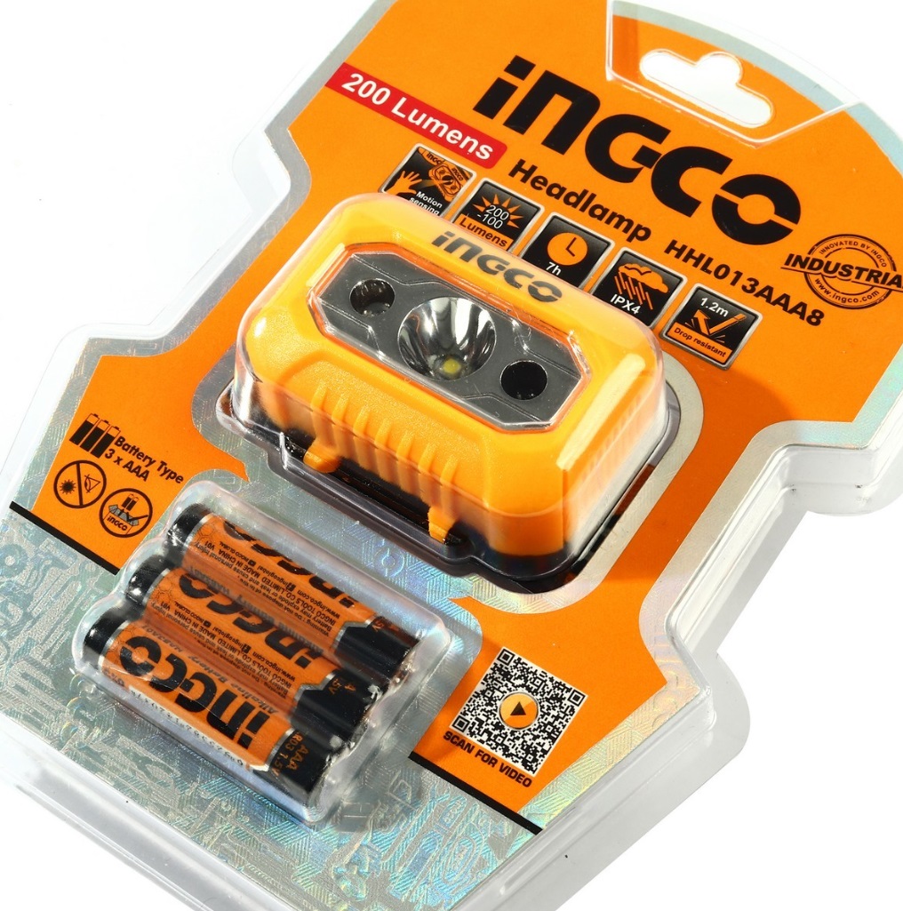 INGCO ไฟฉายคาดหัว LED รุ่น HHL013AAA8 (ถ่าน AAAx3)