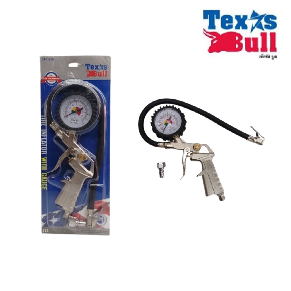 TEXAS BULL หัวเติมลมพร้อมเกจ์วัดลม ยาว 33.5 ซม รุ่น TX-TIG16