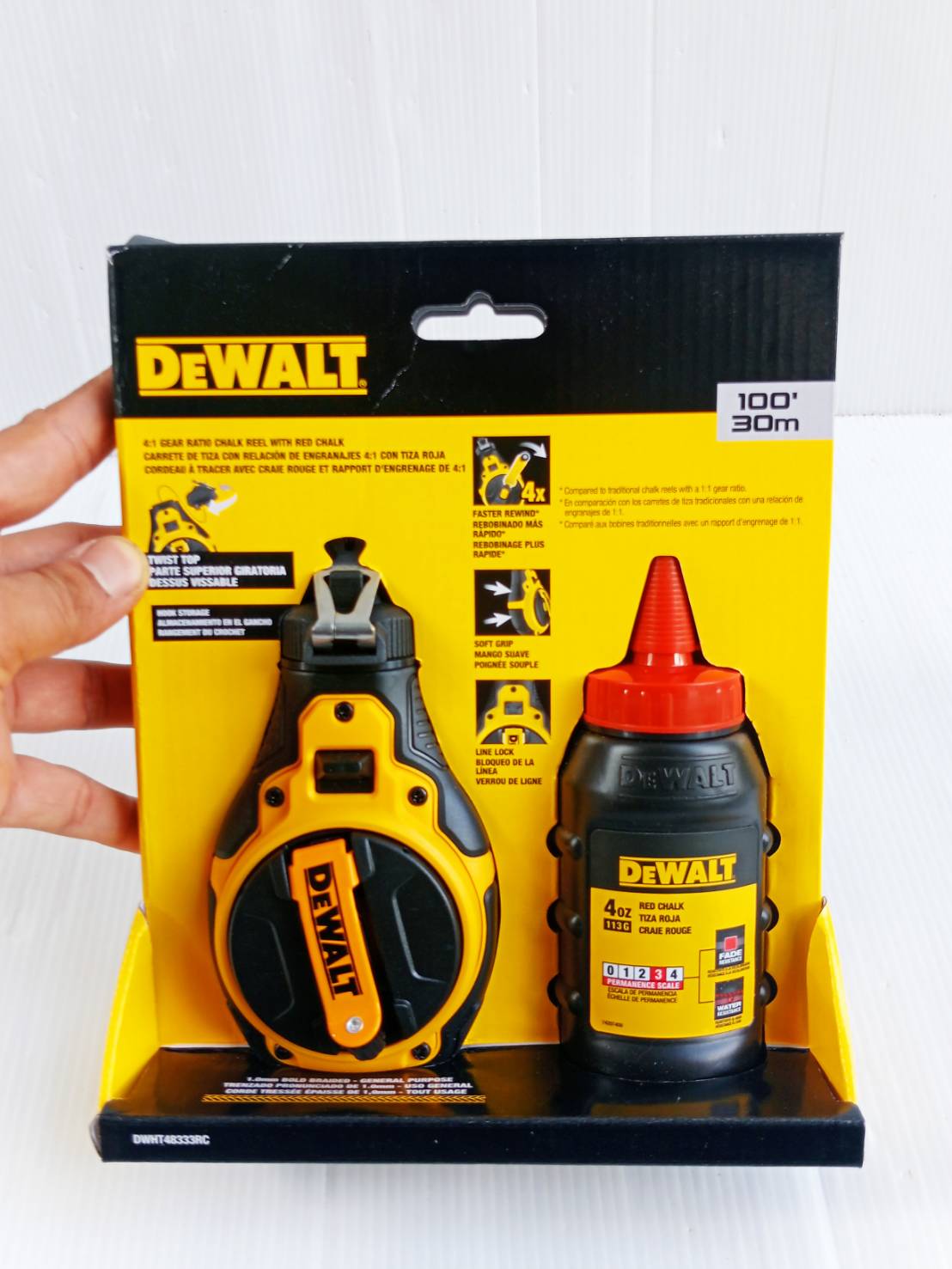 DEWALTชุดบักเต้าตีเส้น รุ่น DWHT48333RC แบบวัสดุผสม (สีแดง)